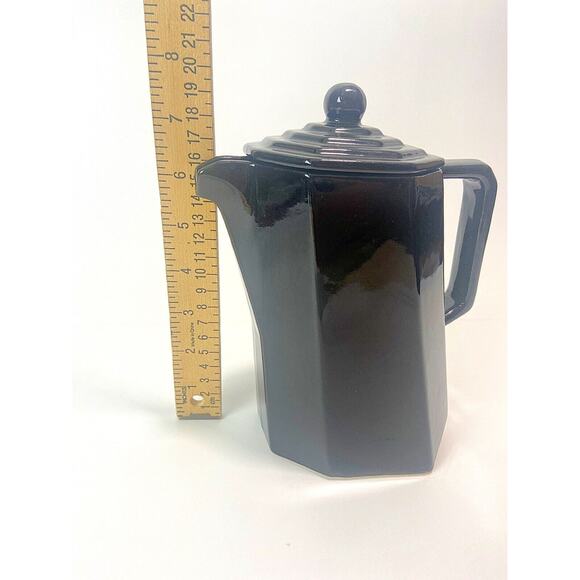 Capodimonte Studio Ceramico Black Porcelain Espresso Tea Pot W/lid MCM Vintage - Picture 7 of 8